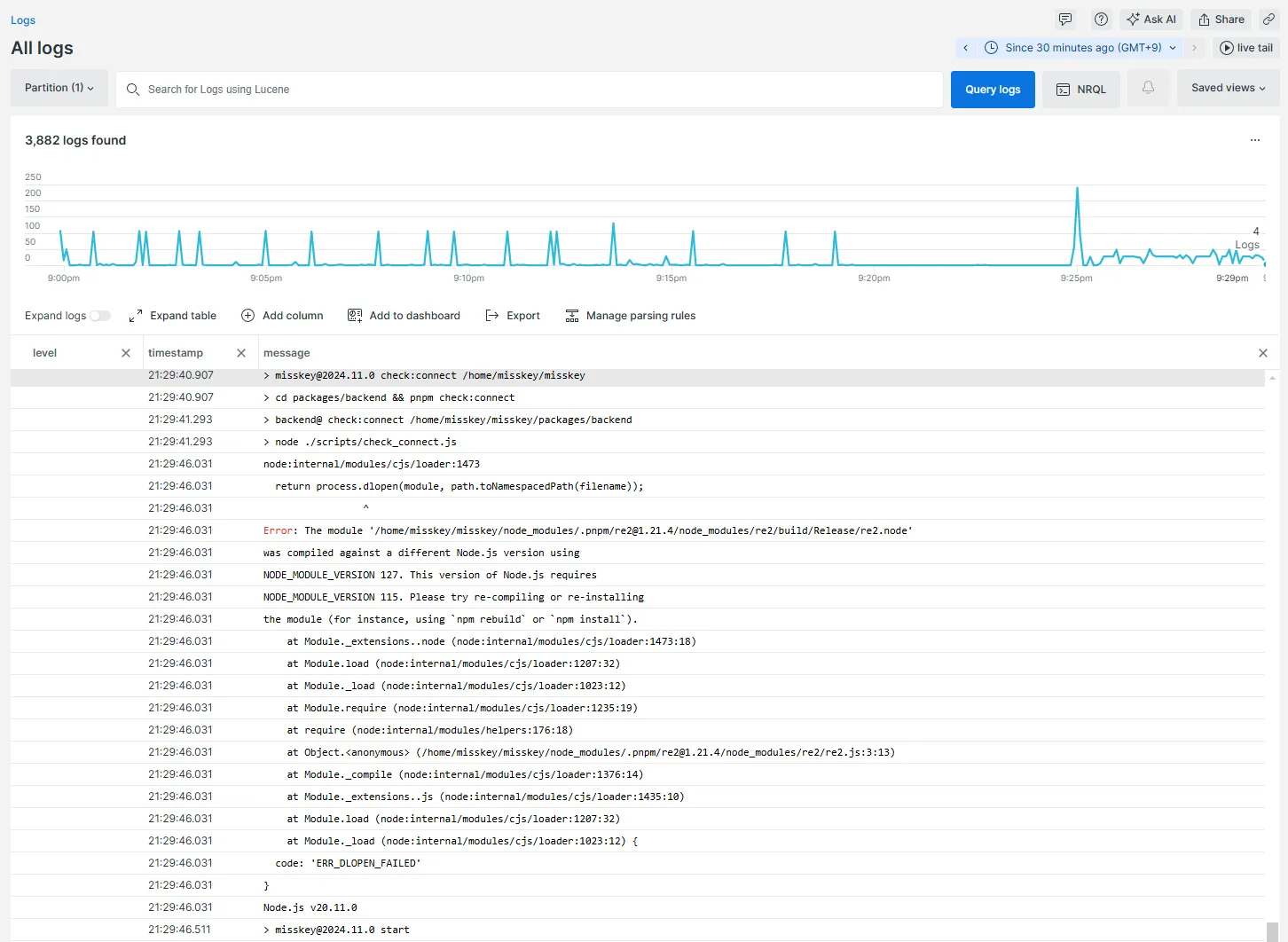 Misskey 2024.11からNode.js 22が必要